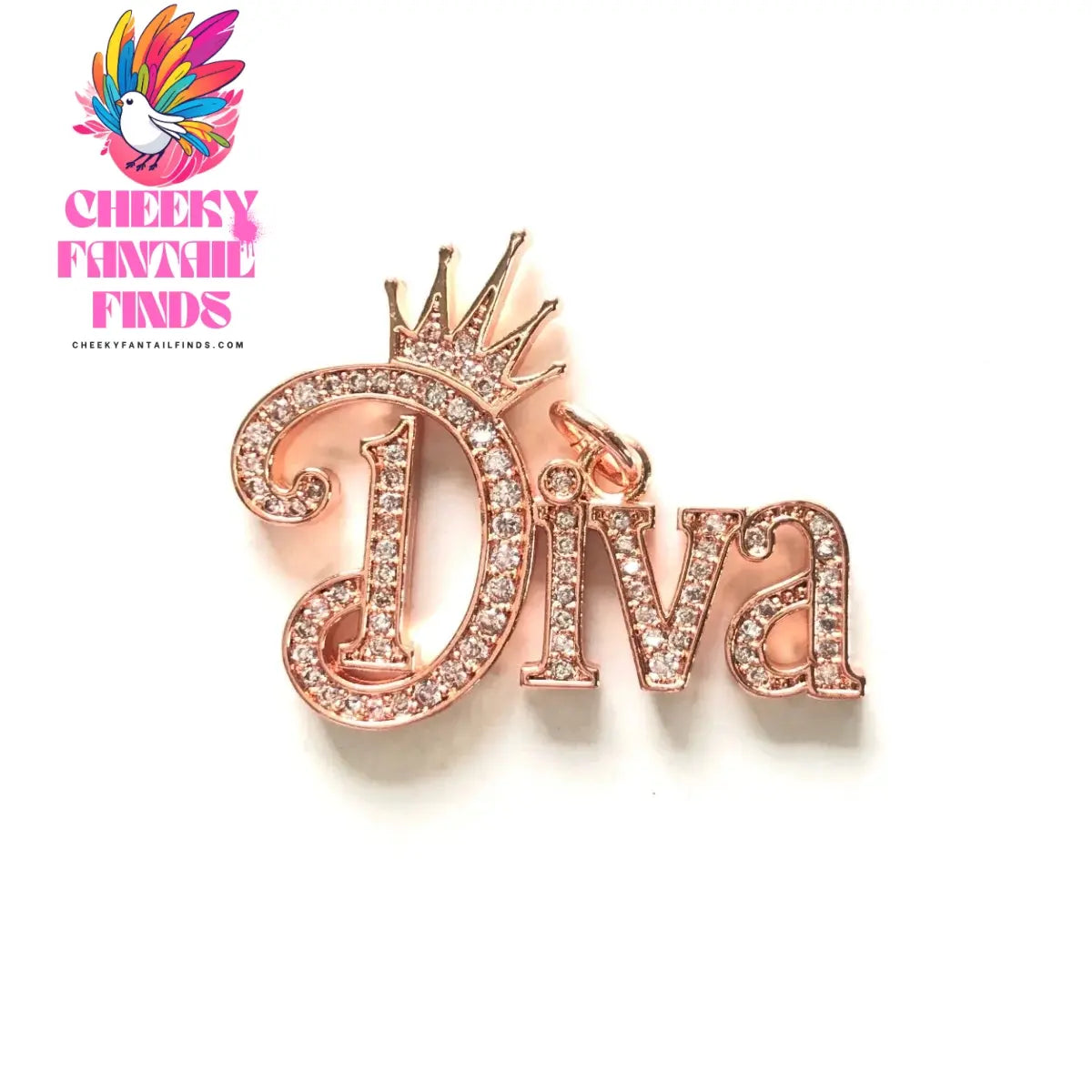 5pcs Crown DIVA Word Charms for Jewelry Making Gold-Plated Zirconia Pave Letters Pendant Women Bracelet Necklace Bangle Findings - Cheeky Fantail Finds