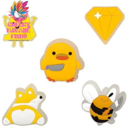 5pcs LED Shoe Charms for Kids Luminous Duck Cat Gamepad Pink Cat Shoe Accessories Pins Women Men Fashion Buckle Shoe Decoration - Cheeky Fantail Finds