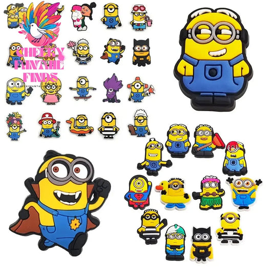 6 12pcs/set Cute Cartoon Minions Series for Shoe Charms Accessories for Classic Clog Shoe Decoration Fit Wristband Kids Gifts New Cheeky Fantail Finds