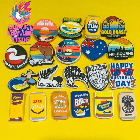 6-21Pcs New Zealand Beach Sunset Bottle PVC Shoe Buckle Accessories Funny DIY Garden Shoes Decoration For Charms Kids Party Gift Cheeky Fantail Finds