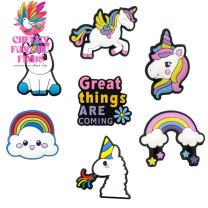 6-9PCS PVC Cute Animals Shoe Charms for Kids Cat Salamander Balloon Dog Unicorn Shoe Decorations Pins  Clogs Buckles Accessories Cheeky Fantail Finds