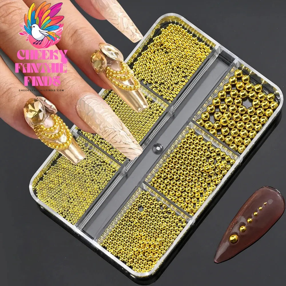 6Gird/box Stainless Steel Caviar Beads Nail Art Mixed-Size Alloy Gold/Silver Gun Bead Nail Charms 0.8-3mm Manicure Micro Ball Cheeky Fantail Finds