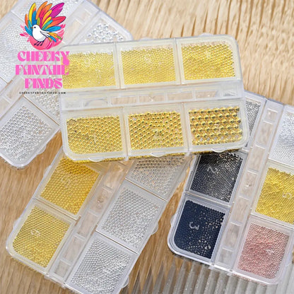 6Gird/box Stainless Steel Caviar Beads Nail Art Mixed-Size Alloy Gold/Silver Gun Bead Nail Charms 0.8-3mm Manicure Micro Ball Cheeky Fantail Finds
