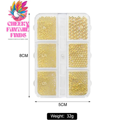6Gird/box Stainless Steel Caviar Beads Nail Art Mixed-Size Alloy Gold/Silver Gun Bead Nail Charms 0.8-3mm Manicure Micro Ball Cheeky Fantail Finds