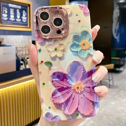 Xiaobai Blue And Purple Flower Phone Case New Fashion Trend Full Package Shockproof Creative Phone Case Suitable For IPhone 15, IPhone 15 Pro, IPhone 15 Pro Max, IPhone 14, IPhone 14 Pro, IPhone 14 Pro Max, IPhone 13, IPhone