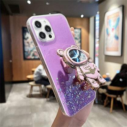 Quicksand Astronaut Bear Bracket Drop Glue Glitter For Phone Case