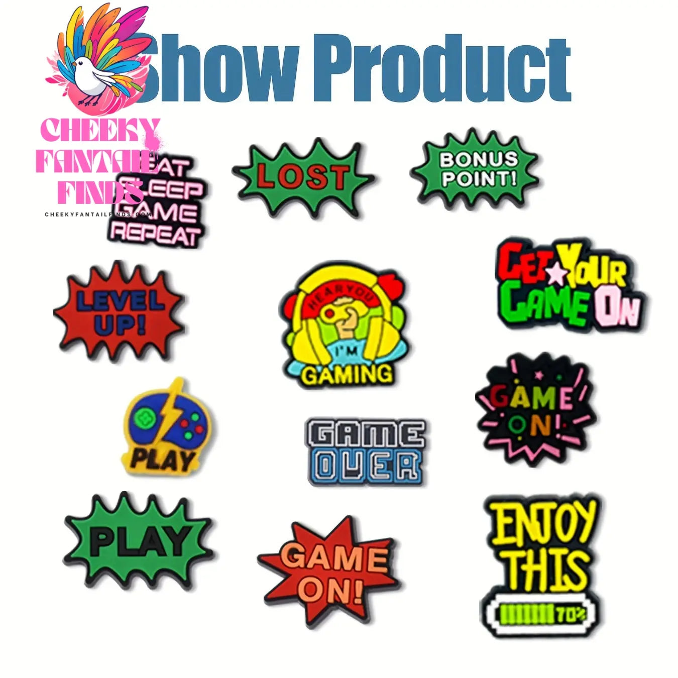 77pcs Game Series Mix, Game Console, Ball, Joystick, Basketball, English Phrase, Skateboard Shoe Charms for DIY Accessories Party Favors Cheeky Fantail Finds