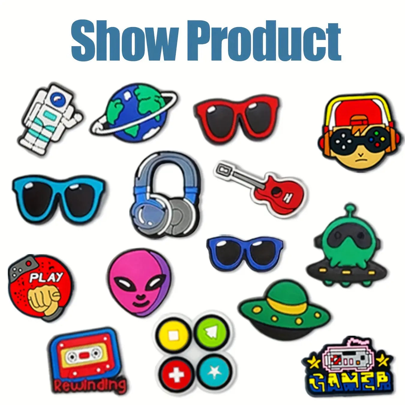 77pcs Game Series Mix, Game Console, Ball, Joystick, Basketball, English Phrase, Skateboard Shoe Charms for DIY Accessories Party Favors Cheeky Fantail Finds