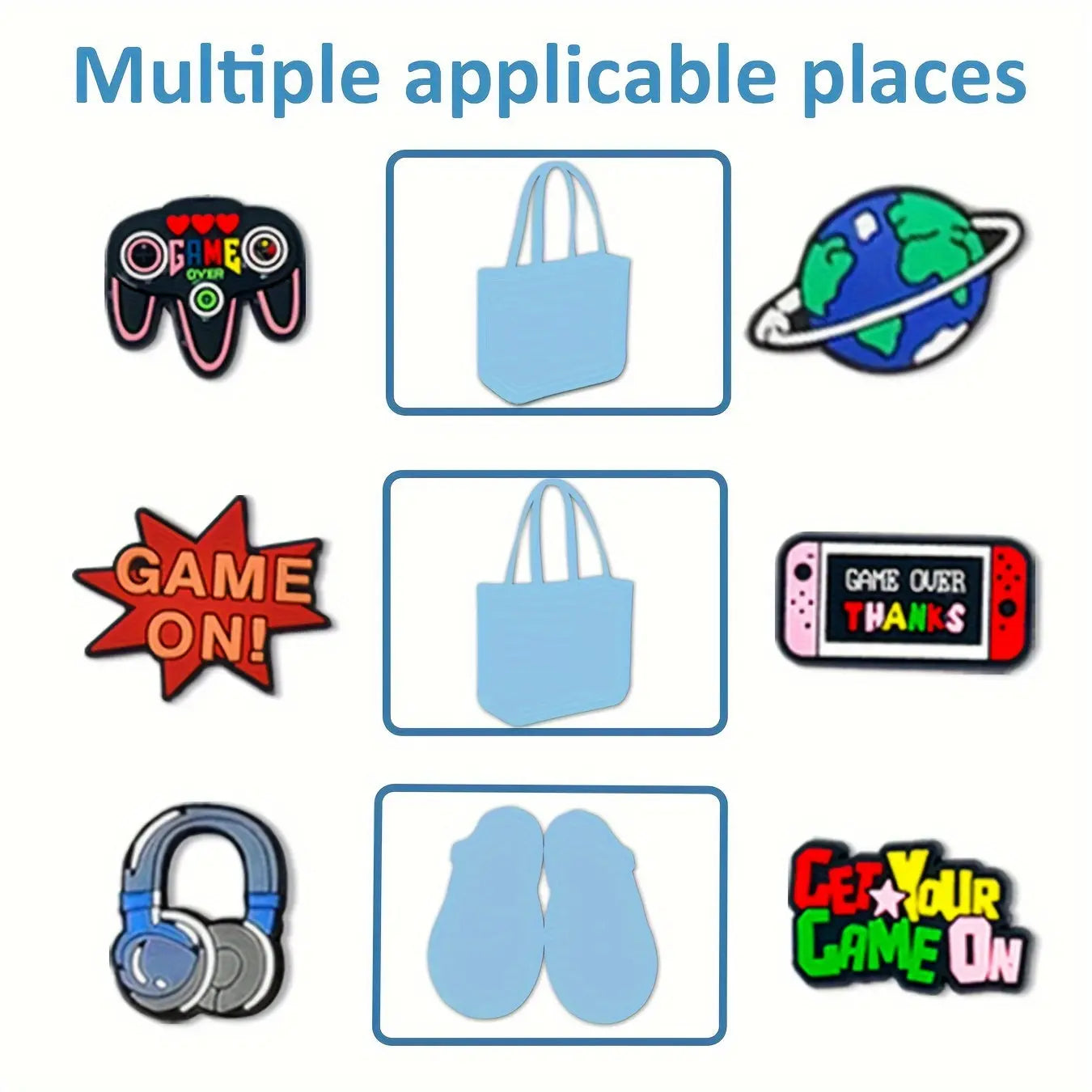 77pcs Game Series Mix, Game Console, Ball, Joystick, Basketball, English Phrase, Skateboard Shoe Charms for DIY Accessories Party Favors Cheeky Fantail Finds
