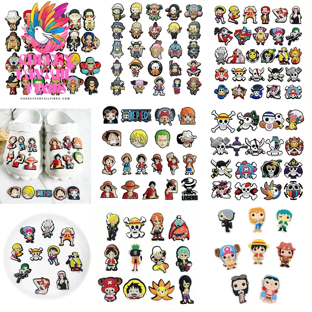 8-27Pcs Japanese Anime One Piece Shoe Charms PVC Cartoon Shoe accessories Decoration Buckles Fit Clog Sandal Garden Char - Cheeky Fantail Finds