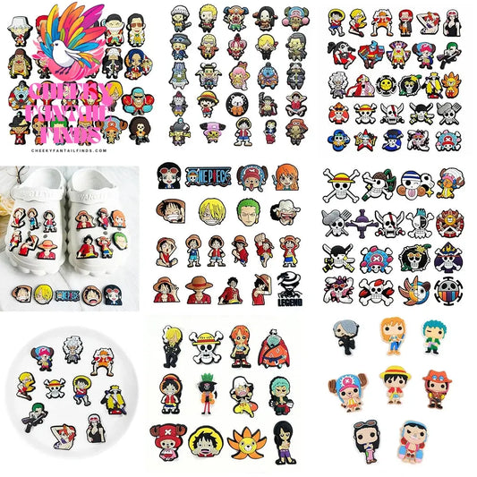 8-27Pcs Japanese Anime One Piece Shoe Charms PVC Cartoon Shoe accessories Decoration Buckles Fit Clog Sandal Garden Char - Cheeky Fantail Finds