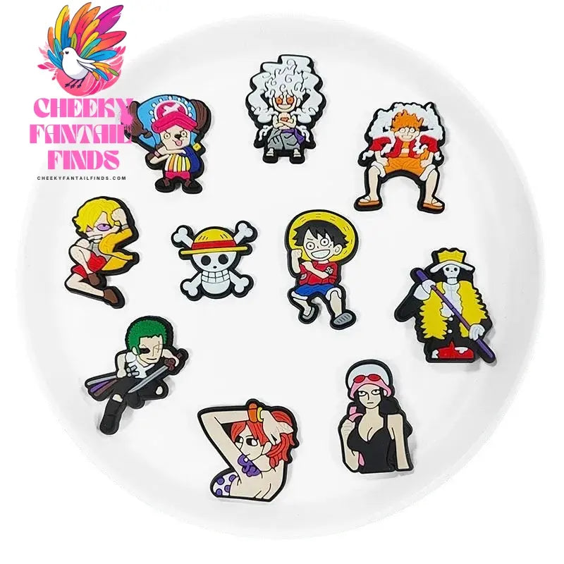 8-27Pcs Japanese Anime One Piece Shoe Charms PVC Cartoon Shoe accessories Decoration Buckles Fit Clog Sandal Garden Char - Cheeky Fantail Finds