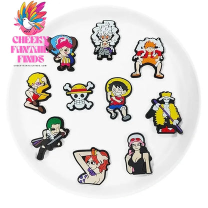 8-27Pcs Japanese Anime One Piece Shoe Charms PVC Cartoon Shoe accessories Decoration Buckles Fit Clog Sandal Garden Char - Cheeky Fantail Finds