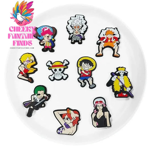 8-27Pcs Japanese Anime One Piece Shoe Charms PVC Cartoon Shoe accessories Decoration Buckles Fit Clog Sandal Garden Char - Cheeky Fantail Finds