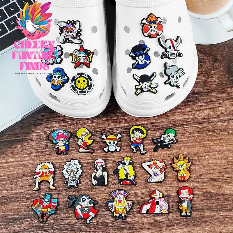 8-27Pcs Japanese Anime One Piece Shoe Charms PVC Cartoon Shoe accessories Decoration Buckles Fit Clog Sandal Garden Char - Cheeky Fantail Finds