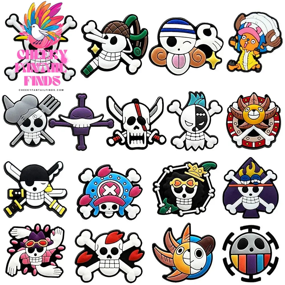 8-27Pcs Japanese Anime One Piece Shoe Charms PVC Cartoon Shoe accessories Decoration Buckles Fit Clog Sandal Garden Char - Cheeky Fantail Finds