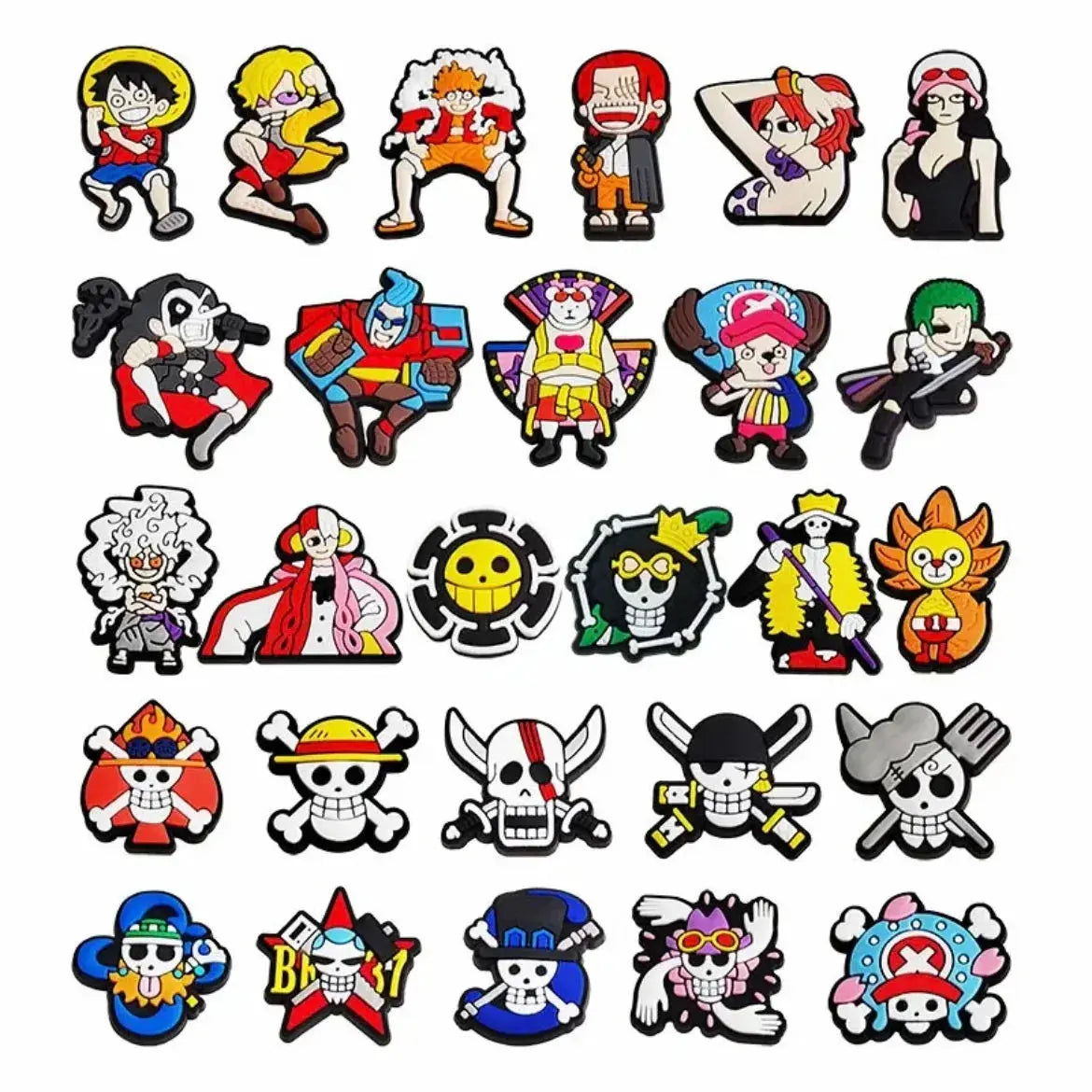 8-27Pcs Japanese Anime One Piece Shoe Charms PVC Cartoon Shoe accessories Decoration Buckles Fit Clog Sandal Garden Char - Cheeky Fantail Finds