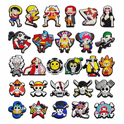 8-27Pcs Japanese Anime One Piece Shoe Charms PVC Cartoon Shoe accessories Decoration Buckles Fit Clog Sandal Garden Char - Cheeky Fantail Finds