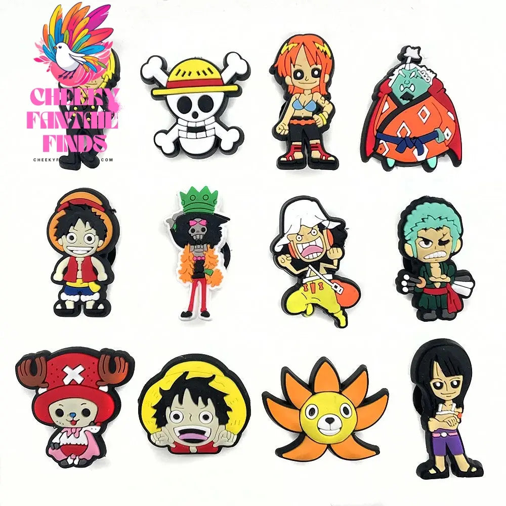 8-27Pcs Japanese Anime One Piece Shoe Charms PVC Cartoon Shoe accessories Decoration Buckles Fit Clog Sandal Garden Char - Cheeky Fantail Finds