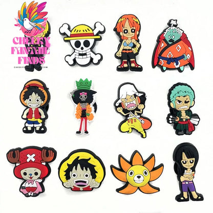 8-27Pcs Japanese Anime One Piece Shoe Charms PVC Cartoon Shoe accessories Decoration Buckles Fit Clog Sandal Garden Char - Cheeky Fantail Finds