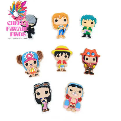 8-27Pcs Japanese Anime One Piece Shoe Charms PVC Cartoon Shoe accessories Decoration Buckles Fit Clog Sandal Garden Char - Cheeky Fantail Finds