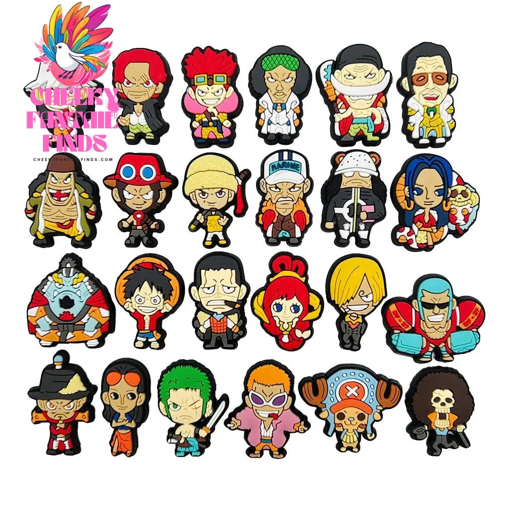8-27Pcs Japanese Anime One Piece Shoe Charms PVC Cartoon Shoe accessories Decoration Buckles Fit Clog Sandal Garden Char - Cheeky Fantail Finds