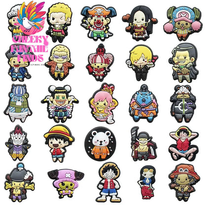 8-27Pcs Japanese Anime One Piece Shoe Charms PVC Cartoon Shoe accessories Decoration Buckles Fit Clog Sandal Garden Char - Cheeky Fantail Finds