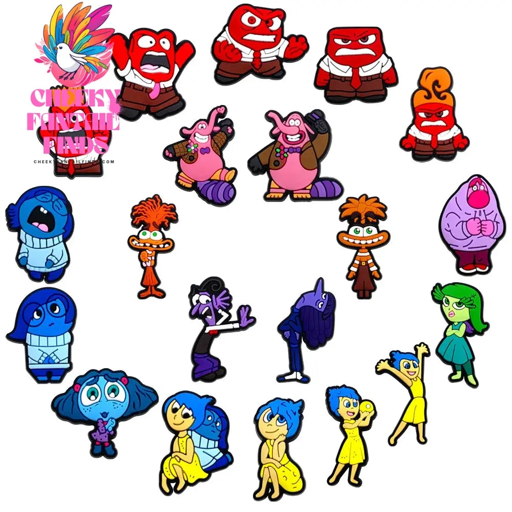 9-20Pcs Inside Out Charms Slippers new Decor pretty Accessories Shoes Flower Game Figure Sandals Ornament Shoe Buckle Cheeky Fantail Finds
