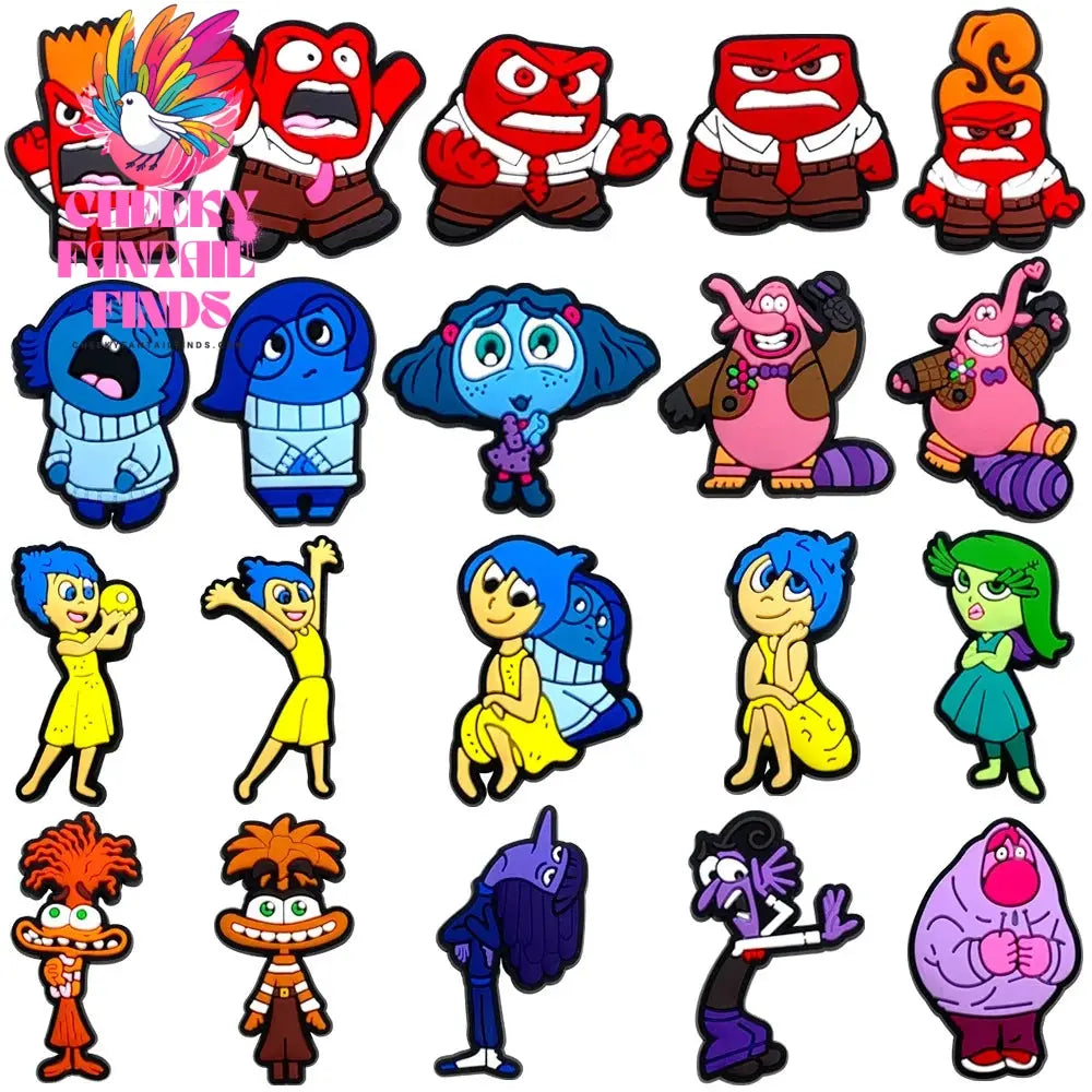 9-20Pcs Inside Out Charms Slippers new Decor pretty Accessories Shoes Flower Game Figure Sandals Ornament Shoe Buckle Cheeky Fantail Finds