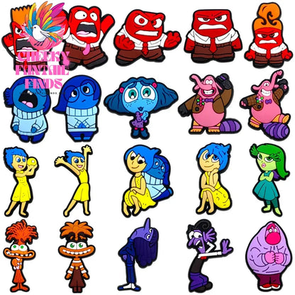 9-20Pcs Inside Out Charms Slippers new Decor pretty Accessories Shoes Flower Game Figure Sandals Ornament Shoe Buckle Cheeky Fantail Finds