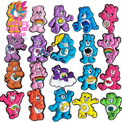 9/20pcs Rainbow Bear Shoes Charms Accessories Fit Clog Backapck Wristbands Shoe Decorate Buckle Christmas Parties Kids Gift Cheeky Fantail Finds