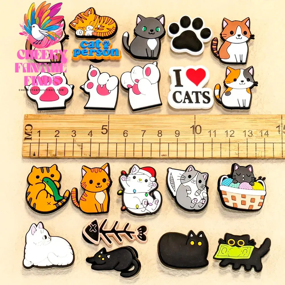 9-50pcs PVC Cat Shoe Charms Pet Shoe Decorations Pins for Women Girls Gift Sandal Accessories Ragdoll Cat Animal Clog Buckle - Cheeky Fantail Finds