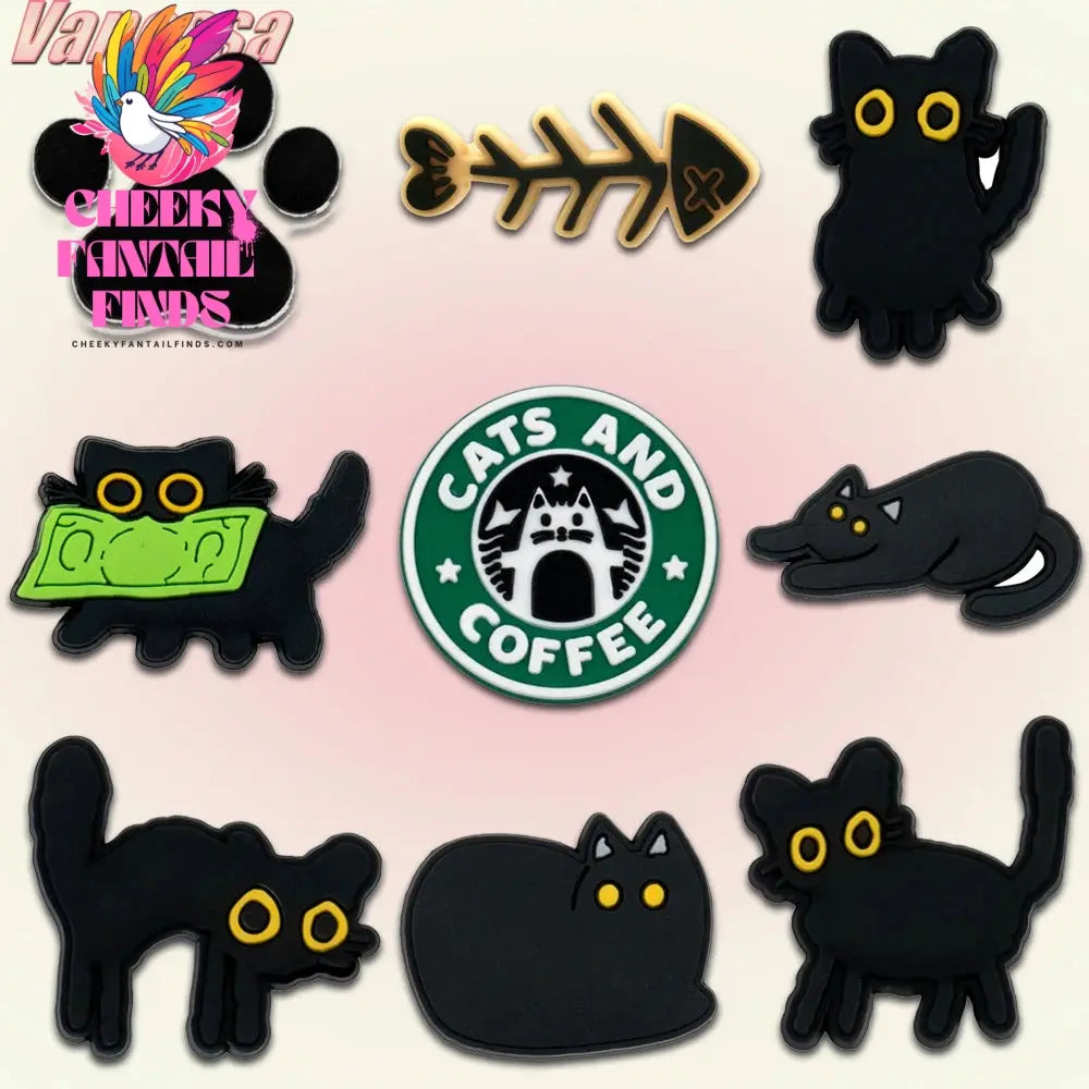 9-50pcs PVC Cat Shoe Charms Pet Shoe Decorations Pins for Women Girls Gift Sandal Accessories Ragdoll Cat Animal Clog Buckle - Cheeky Fantail Finds
