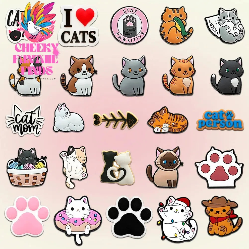 9-50pcs PVC Cat Shoe Charms Pet Shoe Decorations Pins for Women Girls Gift Sandal Accessories Ragdoll Cat Animal Clog Buckle - Cheeky Fantail Finds
