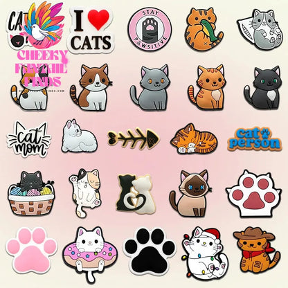 9-50pcs PVC Cat Shoe Charms Pet Shoe Decorations Pins for Women Girls Gift Sandal Accessories Ragdoll Cat Animal Clog Buckle - Cheeky Fantail Finds