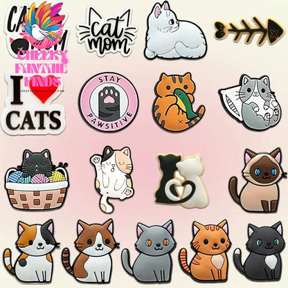 9-50pcs PVC Cat Shoe Charms Pet Shoe Decorations Pins for Women Girls Gift Sandal Accessories Ragdoll Cat Animal Clog Buckle - Cheeky Fantail Finds