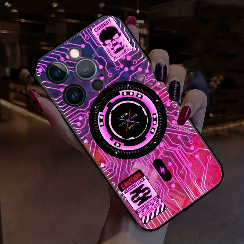 Suitable for iPhone color intelligent voice control call light emitting case LED light phone case 14/14Plus/14Pro/14Pro Max, iPhone 13/13Mini/13Pro/13Pro Max color light emitting bumper shockproof feel frosted anti scratch pr