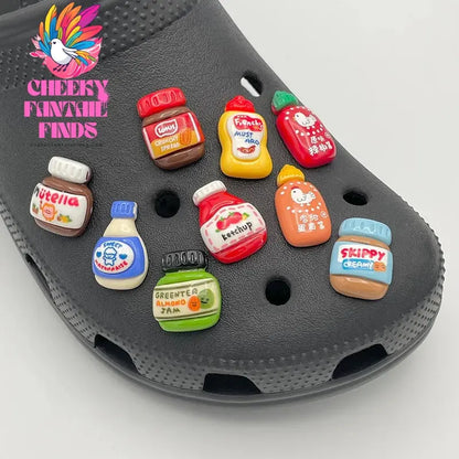 9Pcs Cute Peanut Butter Shoe Decoration For Sandals DIY Parts Fun Tomato Sauce Shoe Charms For Child's Slippers Accessories Gift Cheeky Fantail Finds