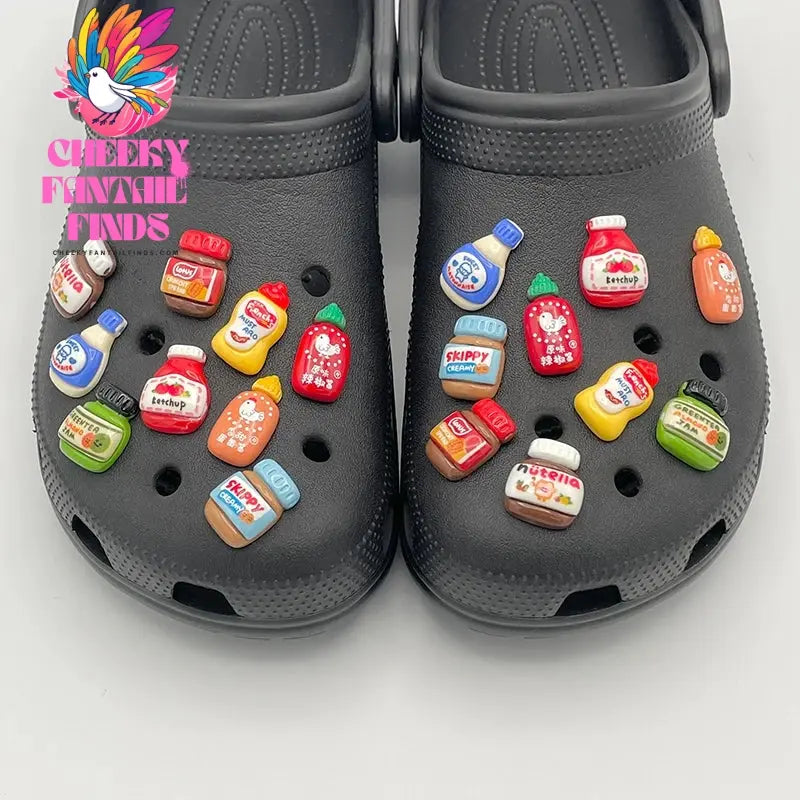 9Pcs Cute Peanut Butter Shoe Decoration For Sandals DIY Parts Fun Tomato Sauce Shoe Charms For Child's Slippers Accessories Gift Cheeky Fantail Finds
