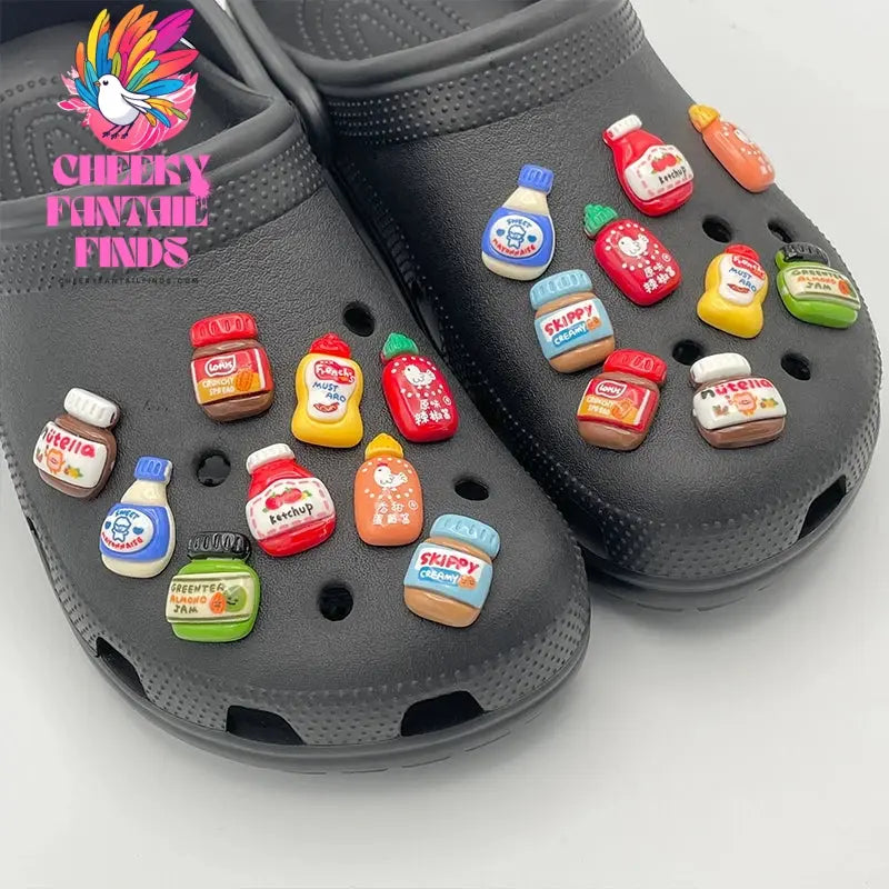 9Pcs Cute Peanut Butter Shoe Decoration For Sandals DIY Parts Fun Tomato Sauce Shoe Charms For Child's Slippers Accessories Gift Cheeky Fantail Finds