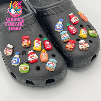 9Pcs Cute Peanut Butter Shoe Decoration For Sandals DIY Parts Fun Tomato Sauce Shoe Charms For Child's Slippers Accessories Gift Cheeky Fantail Finds