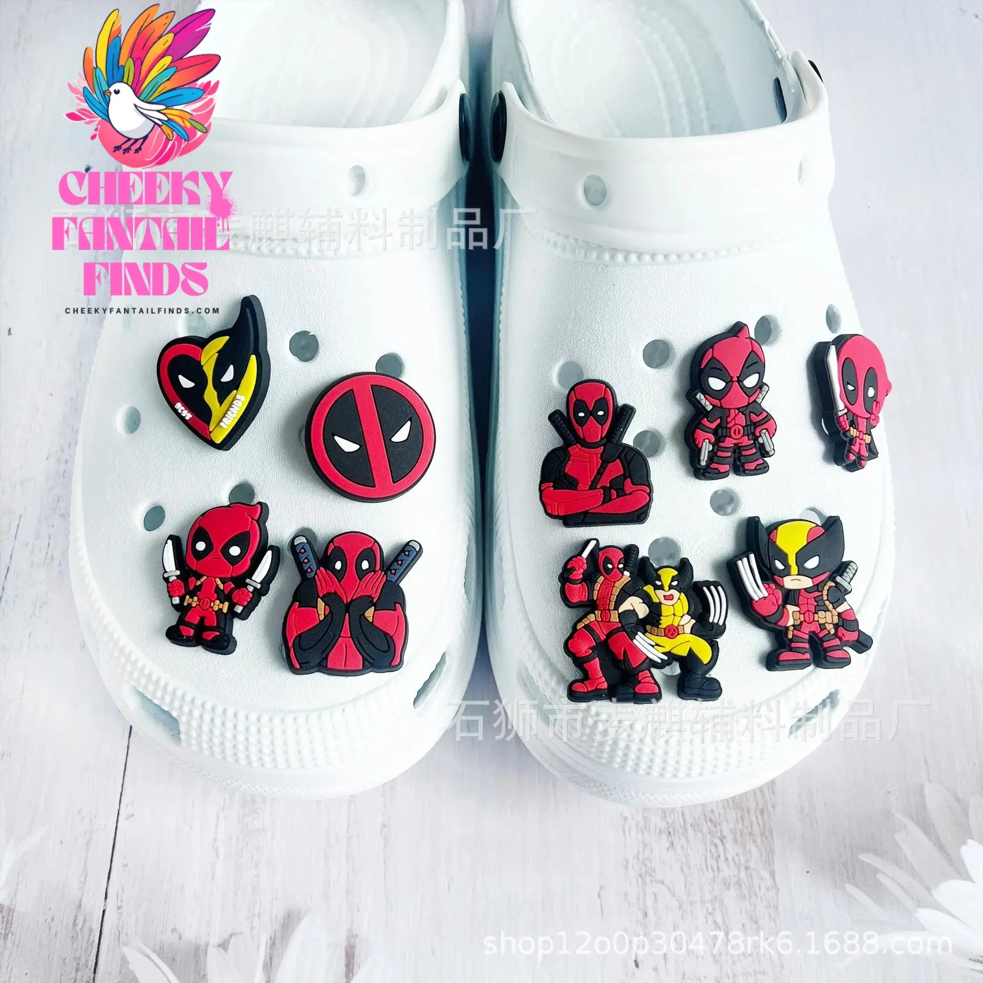 9pcs Movies Deadpool 3 Shoe Charms Deadpool and Wolverine Shoe Accessories Decoration DIY Classic Clog Sandal Garden Shoe Buckle Cheeky Fantail Finds