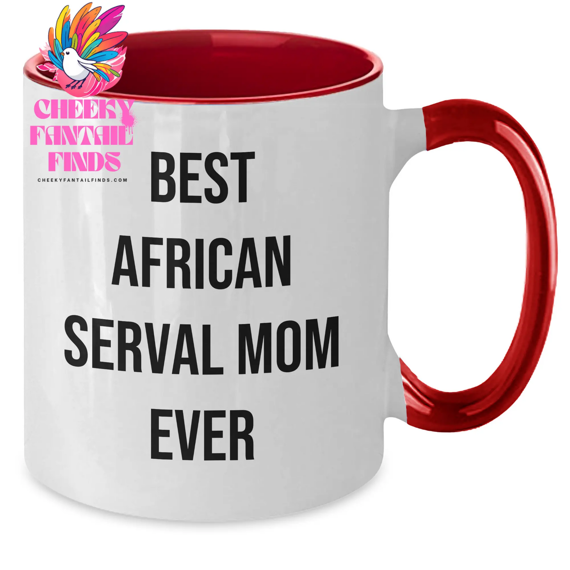 African Serval Cat Mom Gifts for Dad - Funny Best African Serval Mom Ever Two Tone Coffee Mug, Perfect Unique Father's Day Unique Gifts for Him from Mom or Partner - Additional