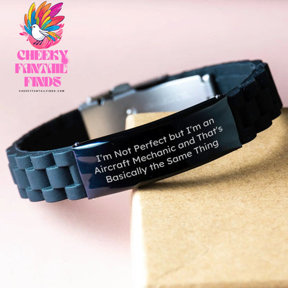 Aircraft Mechanic Gifts, Funny Quote, Glide lock Clasp Bracelet for Men, 'I'm Not Perfect But I'm An Aircraft Mechanic And That's Basically The Same Thing' Unique Father's Day Unique Gift - Image 3