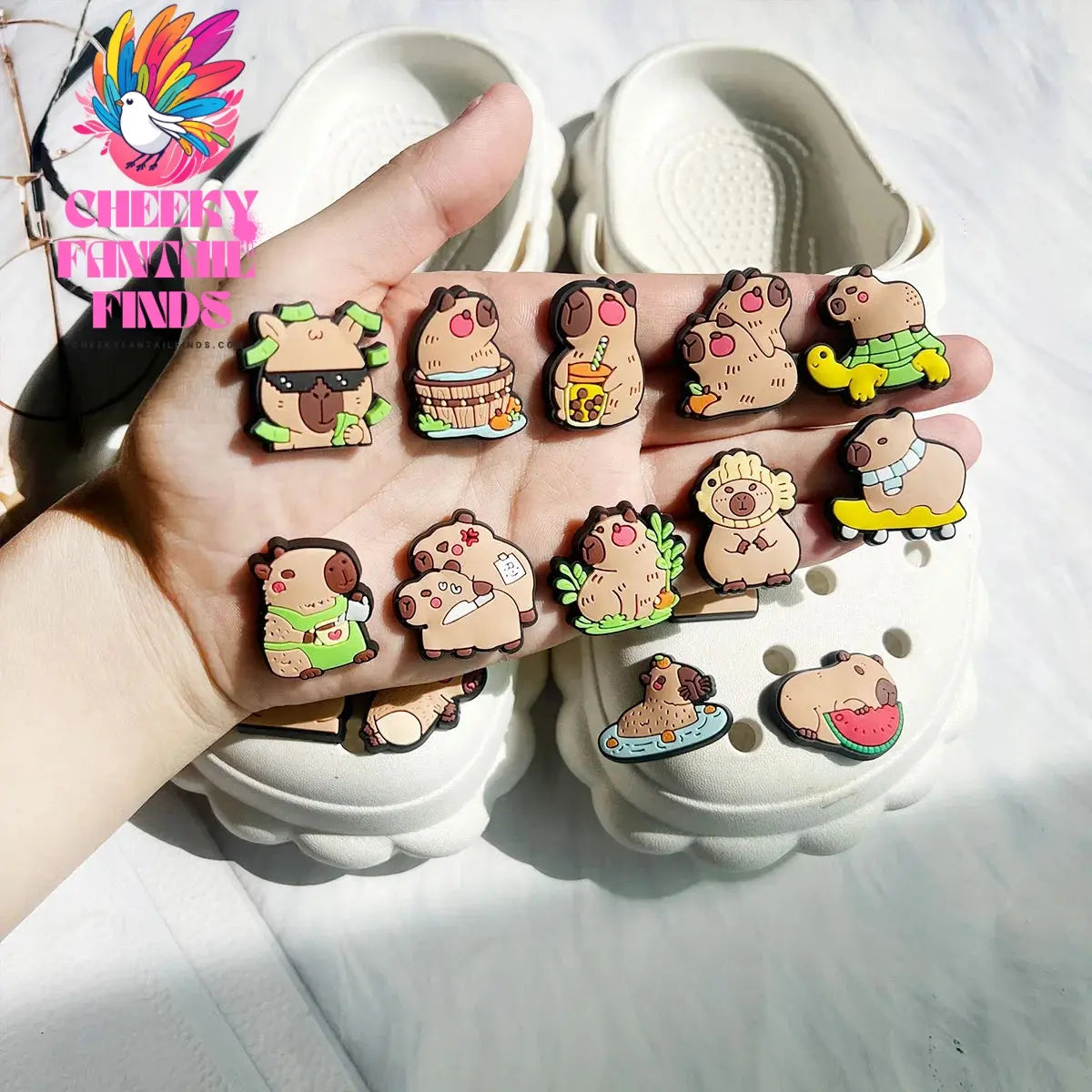 Animals Capybara Shoe Charms Pin for Shoe Accessories Charms Clogs Bubble Slides DIY Shoe Decoration Buckle Kids Party Gifts Cheeky Fantail Finds
