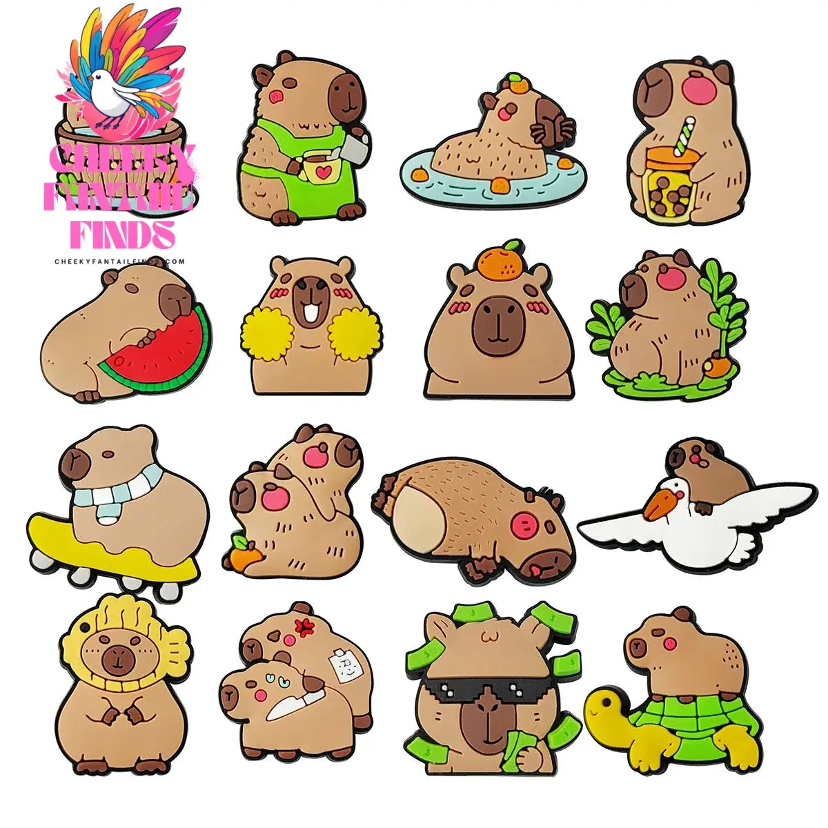 Animals Capybara Shoe Charms Pin for Shoe Accessories Charms Clogs Bubble Slides DIY Shoe Decoration Buckle Kids Party Gifts Cheeky Fantail Finds