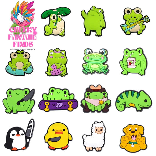 Animals Frog Duck Shoe Charms Pin for shoe Accessories Charms Clogs Bubble Slides Shoe DIY Shoe Decoration Kids Party Gift Cheeky Fantail Finds