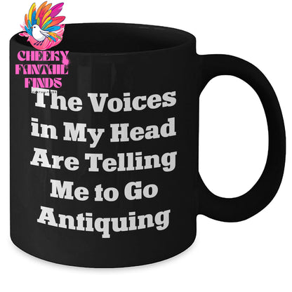 Antiquing Adventures await, Funny Quote Black Coffee Mug for Mother's Day Unique Gifts from Family and Friends - Additional