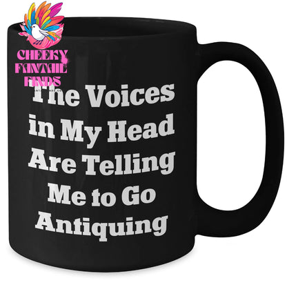 Antiquing Adventures await, Funny Quote Black Coffee Mug for Mother's Day Unique Gifts from Family and Friends - Additional