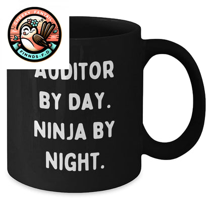 Auditor Gifts, 'Ninja By Night' Funny Black Coffee Mug for Father's Day, Gifts from Men, Women, Family, or Coworkers - Additional